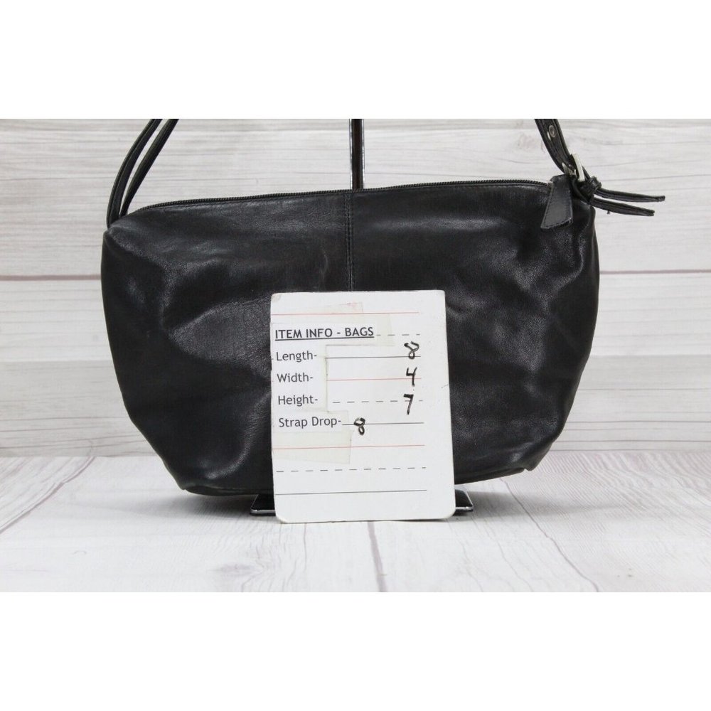 Stone Mountain Black Leather Zip Top Purse Shoulder Bag Handbag - Picture 8 of 8